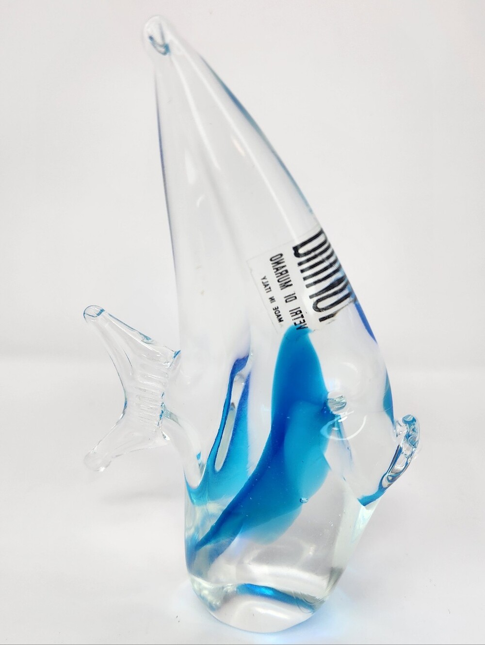 Formia Vetri Di Murano Blue and Clear Glass Fish Art Sculpture - Picture 2 of 8
